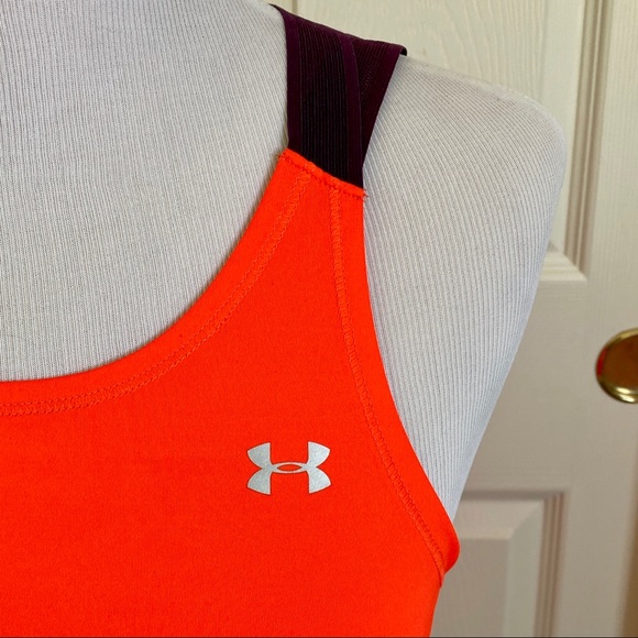 Under‎ Armour Neon Orange Strappy Athletic Athleisure Workout Tank Top Size XS - Picture 1 of 6